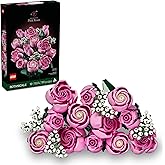 LEGO Botanicals Bouquet of Pink Roses Artificial Flowers - Building Blocks for Adults, Ages 18+ - Gift for Valentines Day for