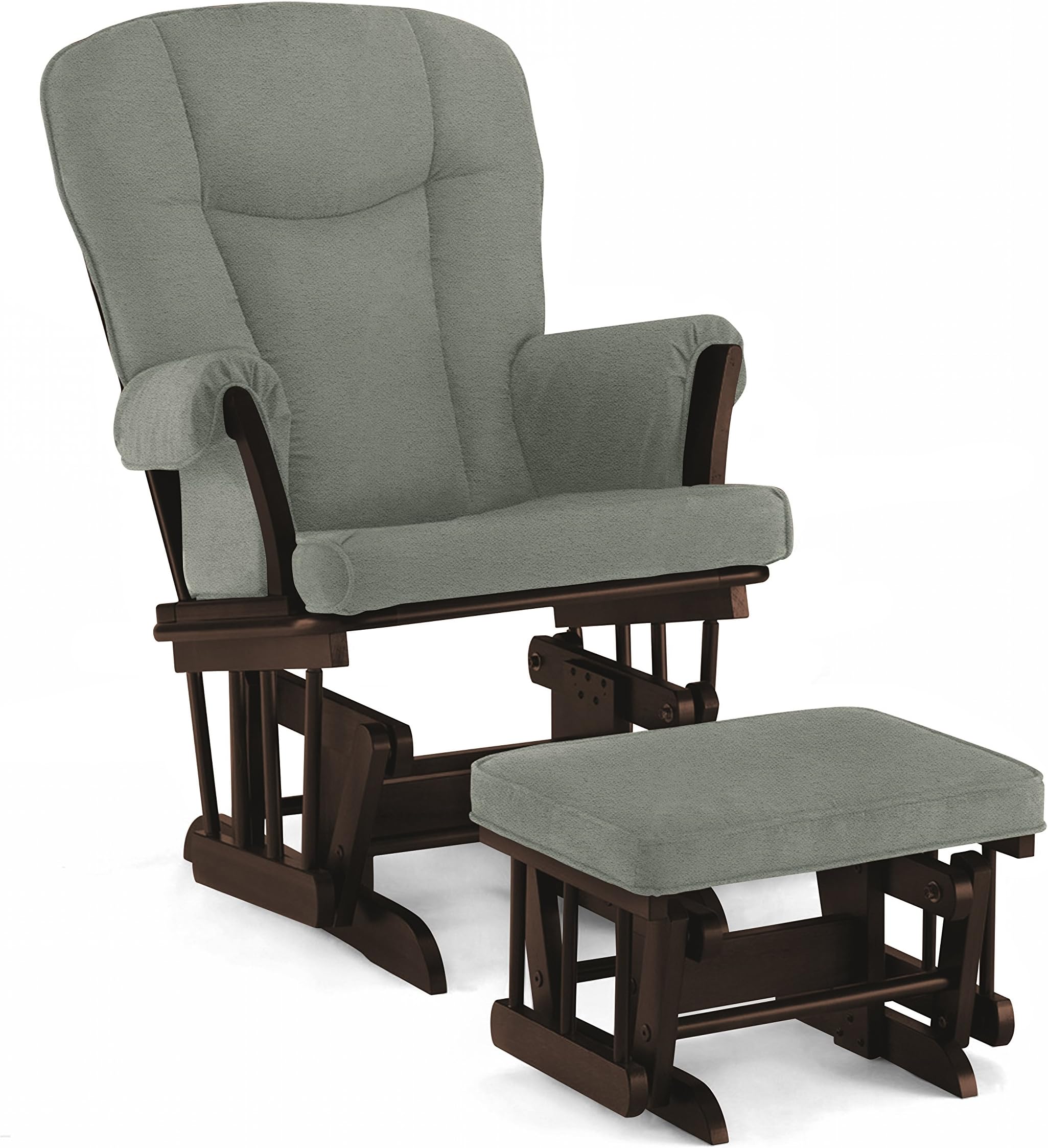 Lennox Stanton Transitional Style Glider Chair and Ottoman Combo, Espresso with Grey