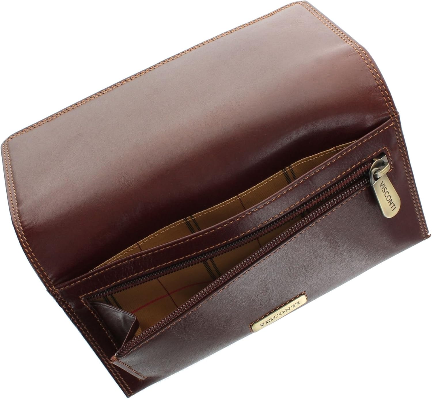 VISCONTI Monza Collection Florence Vegetable Tanned Leather Ladies Purse RFID Blocking MZ10 Brown - Image 3