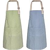 ATROPOS 2 Pack Aprons for Women with Pockets,Waterproof Cooking Aprons for Women,Adjustable Bib Apron Chef Aprons Painting Apron for Kitchen,Cooking,Baking,BBQ,Cleaning,Painting