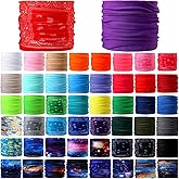 Yahenda 50 Pieces Bulk Neck Gaiter for Men Women Bandana Face Mask Seamless Head Wrap Cover Neck Scarf Mask Multi Purpose Bandana Headband for Hiking Riding Outdoor Sports Multi Color