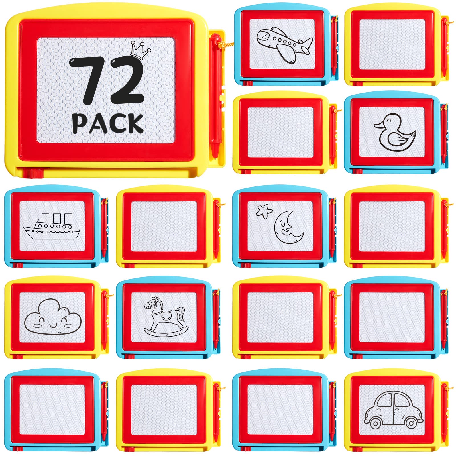 Photo 1 of Tinlade 72 Pack Mini Magnetic Drawing Board for Kids, Small Erasable Sketch, Writing Pad Bulk Painting Toy Birthday Party Favor Christmas Gift Goodie Bag Stuffer for Boy Girl (Classic Color,Cute)