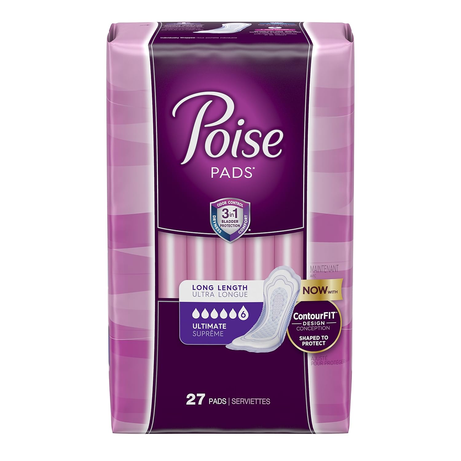 Poise Incontinence Pads, Ultimate Absorbency, Long, 27