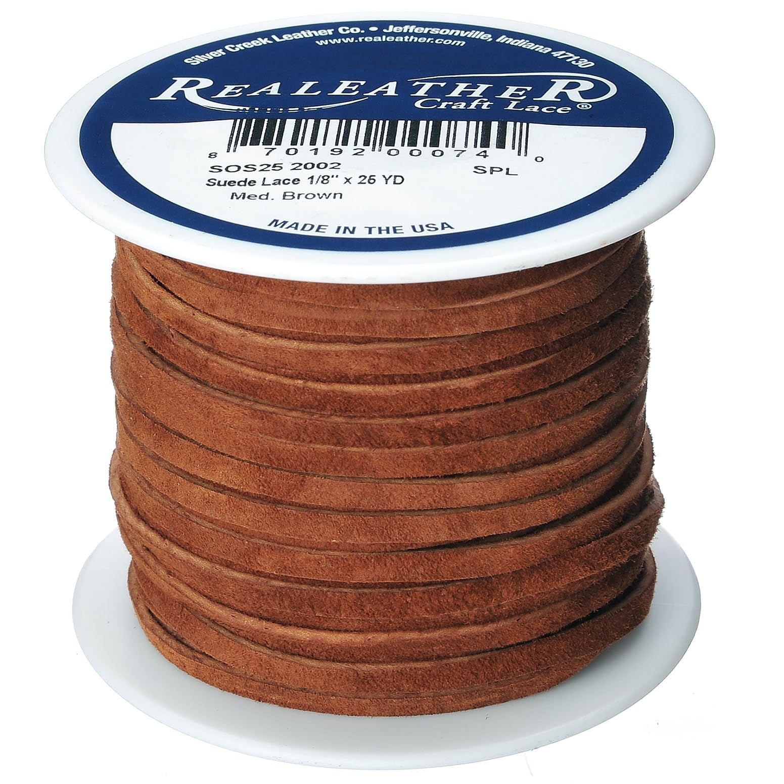 Realeather Crafts Leather Suede Lace Spool-Medium Brown — image 1