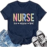 LBP Womens Nurse Shirt Nurse Leopard Print Tshirt Love Inspired Healing Top