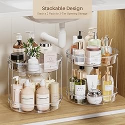 LAMU 2 Pack 2 Tier Lazy Susan Turntable Organizer