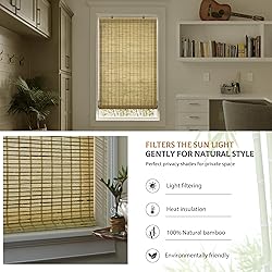 LazBlinds Cordless Bamboo Blinds, Roll Up Shades