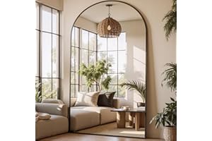 Furnbar Floor Mirror,86"x46" Oversized Full Length Mirror with Stand,Arched Full Body Mirror Standing Hanging Leaning Against Wall,Body Mirrors Aluminum Frame Mirrors for Bedroom Cloakroom, Black