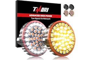 TMORI Upgraded 1157 Motorcycle Front LED Turn Signals: 2 Inch Front Bullet Turn Signals with 2 Smoke Lens Covers Fit for Har-leyDavidson Touring, Sportster, Dyna & Softail 2001–2021 (White&Amber)