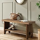 HOKYHOKY Solid Wood Entryway Bench - 43.3" Farmhouse Long Storage Bench, Rustic Narrow Bench Seat for Indoor, Entryway, Dinin