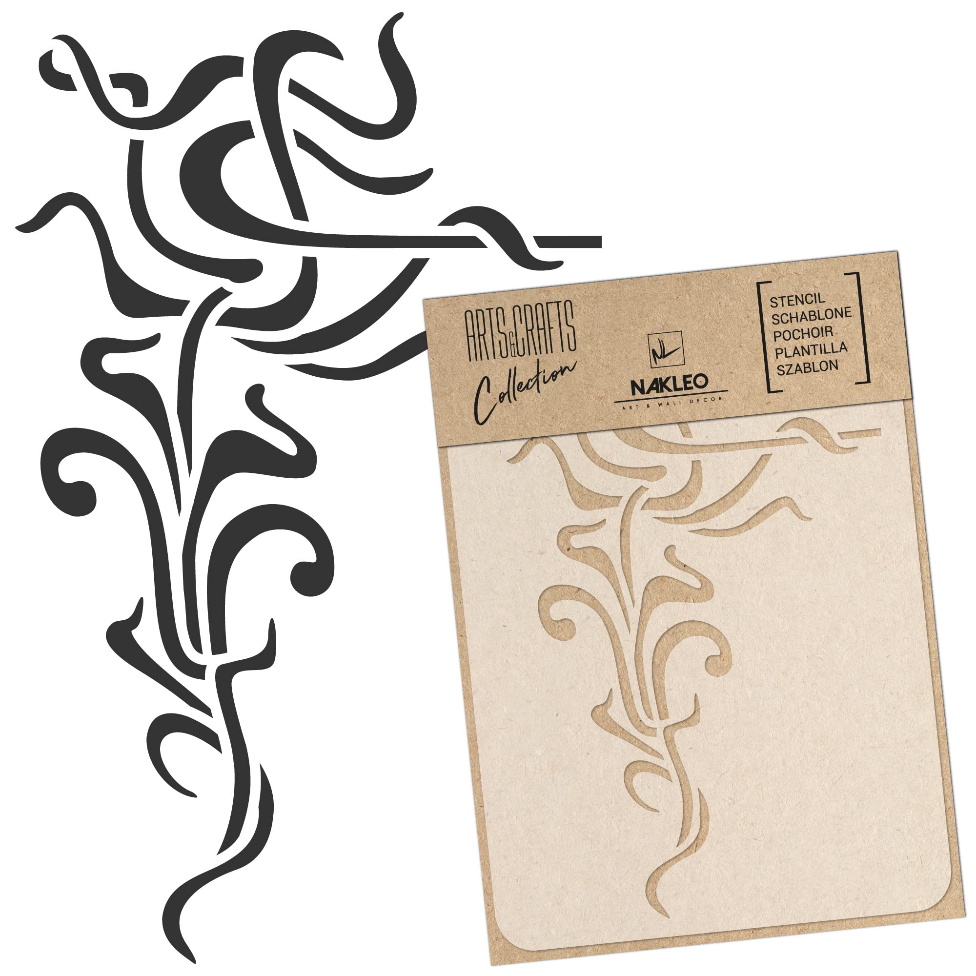 NAKLEO Painting Stencil for Crafts A5 15x21cm, Art Nouveau Ornament Elegant Pattern, Reusable Plastic DIY & Scrapbooking Drawing Template, Decoupage Art Home Decor, Wall Wood Fabric Furniture โ image 1
