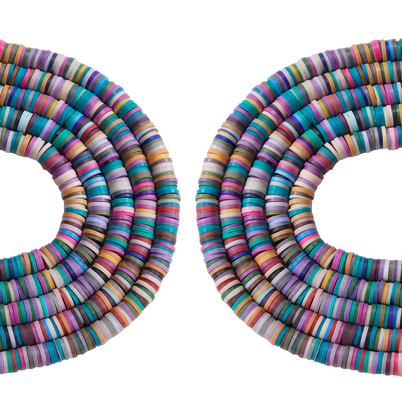 BEEFLYING 10 Strands Clay Beads Disc Heishi Beads for Jewelry Making Flat Round Clay Beads Spacer Loose Mixed Color(Bracelet Necklace, about 3800-4000pcs)