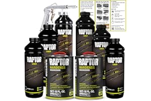 U-POL Raptor Black Urethane Spray-On Truck Bed Liner Kit, Protective Paint With Spray Gun, For Tailgates & Trucks, Vehicle Undercoating, 6 Quart Kit