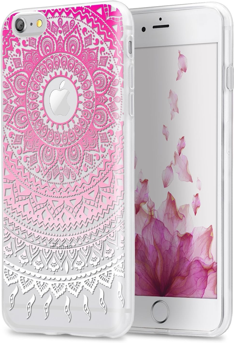 iPhone 6 6S Case, TYJTECH Clear TPU Gel Cover with Mandala Floral Designer Shell Case Ultra-Slim Shock-Absorption Bumper Flowers Printed Thin Cute Design Vintage Style for Girly Girls Women Apple iPhone 6/6S 4.7 inch