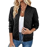 Zeagoo Women Quilted Bomber Jacket Zip Up Lightweight Coats Fashion Warm Clothes Fall Outfits