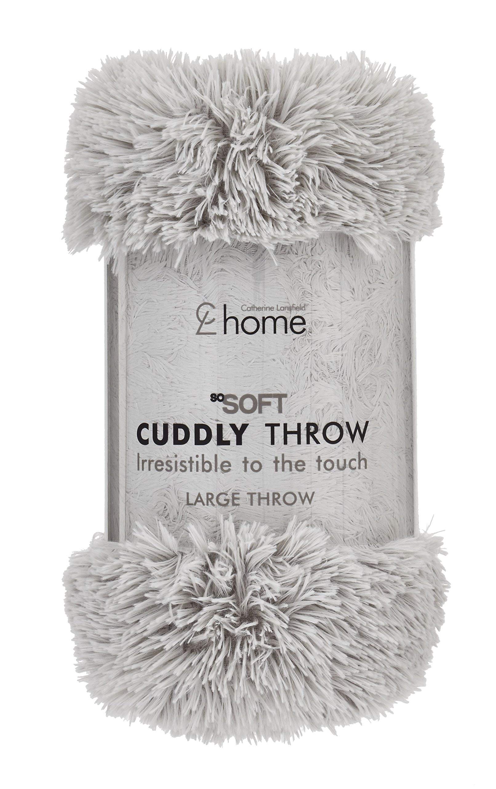Catherine Lansfield Cuddly Deep Pile 150x200cm Blanket Throw Silver Grey — image 1
