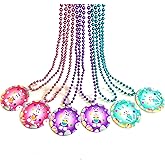 GZYSSL 12 Pcs Easter Party Beads Necklaces Colorful Easter Rabbit Medallion Beads Necklace Party Supplies