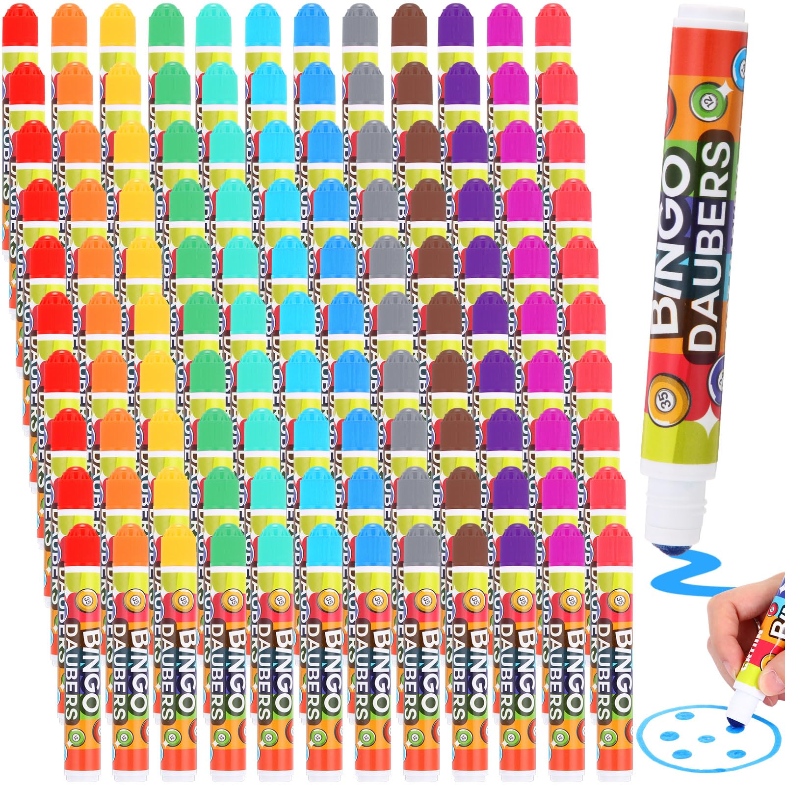Photo 1 of Crtiin 120 Pack Mixed Colors Set of Bingo Daubers Dot Markers Bingo Supplies in 12 Colors Dot Art Markers Paint Craft Ideal for Art and Crafts Painting Supplies Drawing Coloring
