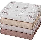 POMISO Muslin Swaddle Blankets for Boys and Girls, Soft Cotton Baby Swaddle Blankets for Unisex, 47 X 47 inches Muslin Swaddles, 4 Pack Leaves & Warmth Colors