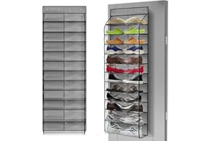 Kotkn Over the Door Hanging Shoe Organizer, 12 Slotted Clear Large Pockets, Hanging Hanging Shoe Organizer, Reusable - Shoe Organizer. Shoe organizer shoe rack for adults, children, babies (Gray)