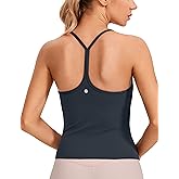 CRZ YOGA Butterluxe Racerback Tank Tops for Women - Scoop Neck Spaghetti Strap Padded Workout Camisole with Built in Bra