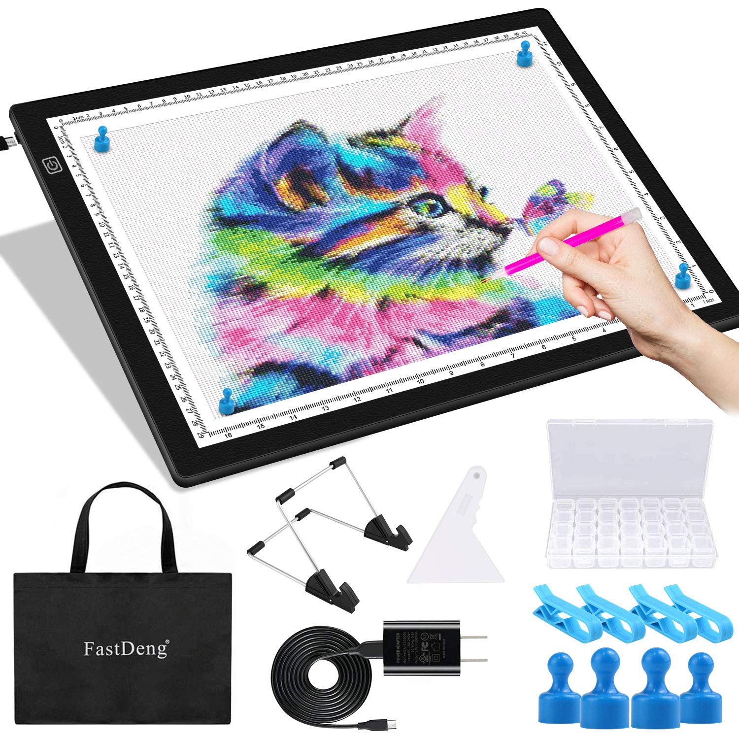 A3 Magnetic Light Pad - Portable Tracing Light Box for Drawing - Professional Light Table with 4 Magnets, 0.27“ Ultra-Thin Light Board with a Matching Bag & USB Cable for Diamond Painting, X-ray View