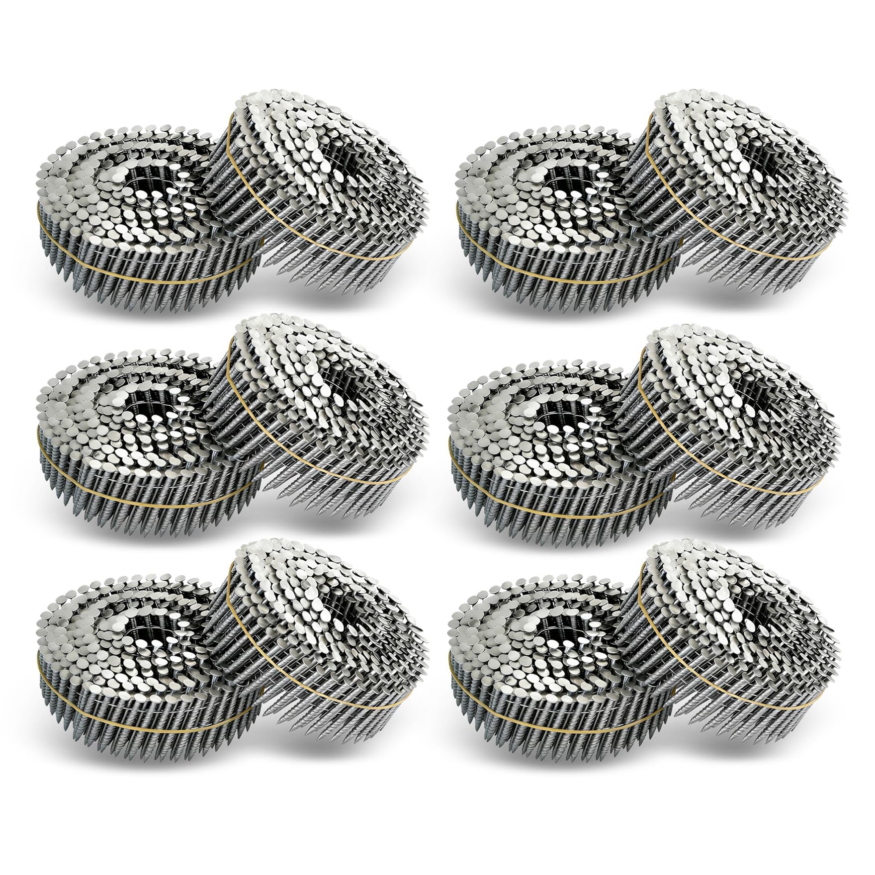 Photo 1 of 3600 Count Stainless Steel Coil Nails 15-Degree Collated Wire Coil Nails 1-1/2 Inch, 0.09 Inch Ring Shank `