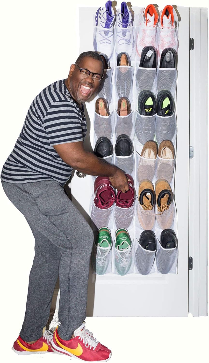 enclosed shoe rack for garage on Amazon Com Roomganize Large Shoe Organizer Door Shoe Rack Sneaker Rack Men S Shoe Organizer For Big Shoes To Neaten Up Your Closet And As An Entryway Organizer White Home Improvement
