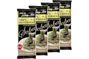 EARTHINK Yamamoto Kajino JapanVillage Gluten Free Soba Noodles Japanese Soba 100% Buckwheat Soba Noodles 200g (7.05oz) Gluten-free No Salt Vegan| Set of 4 Packs