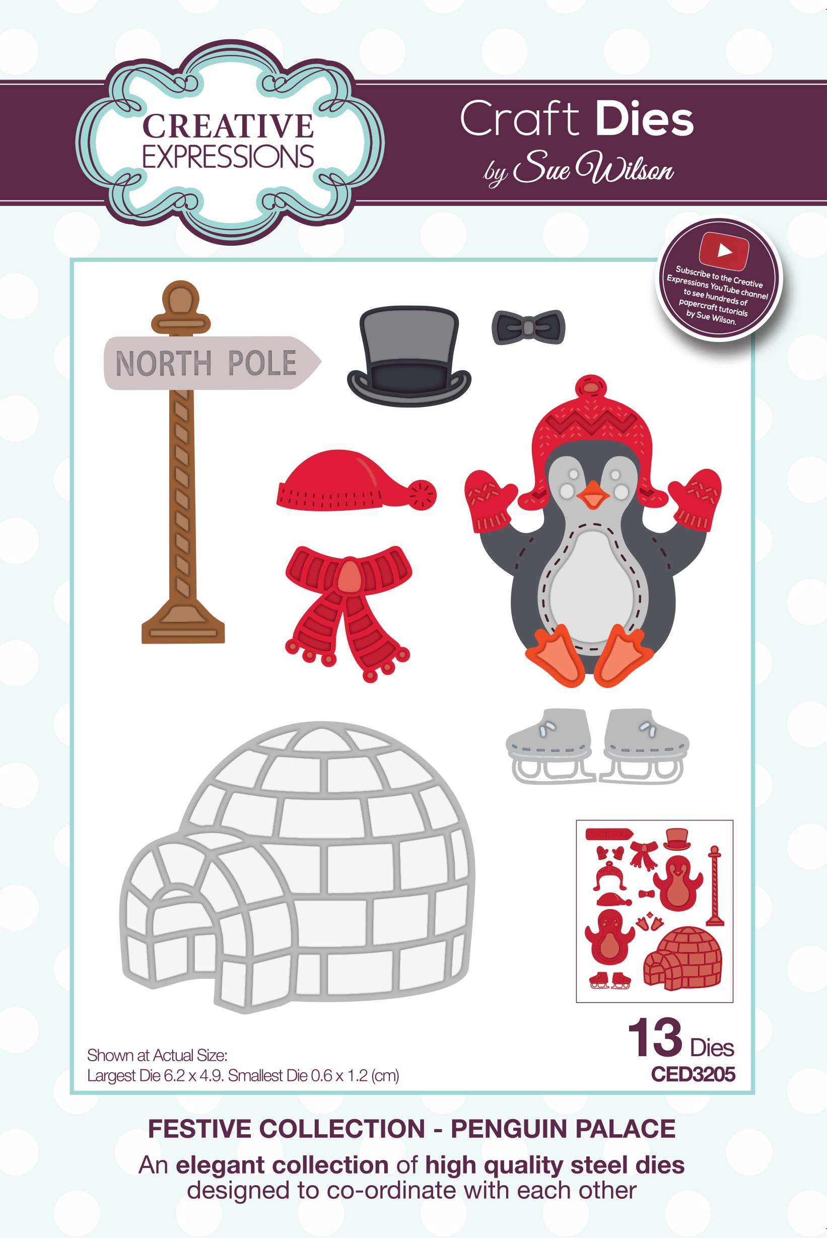 Sue Wilson - Festive Collection - Penguin Palace - Craft Die Set, Metal, Largest die 6.2 x 4.9 cm