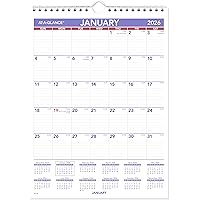 AT-A-GLANCE 2026 Wall Calendar, 8" x 11", Small, Ruled Blocks (PM12826)
