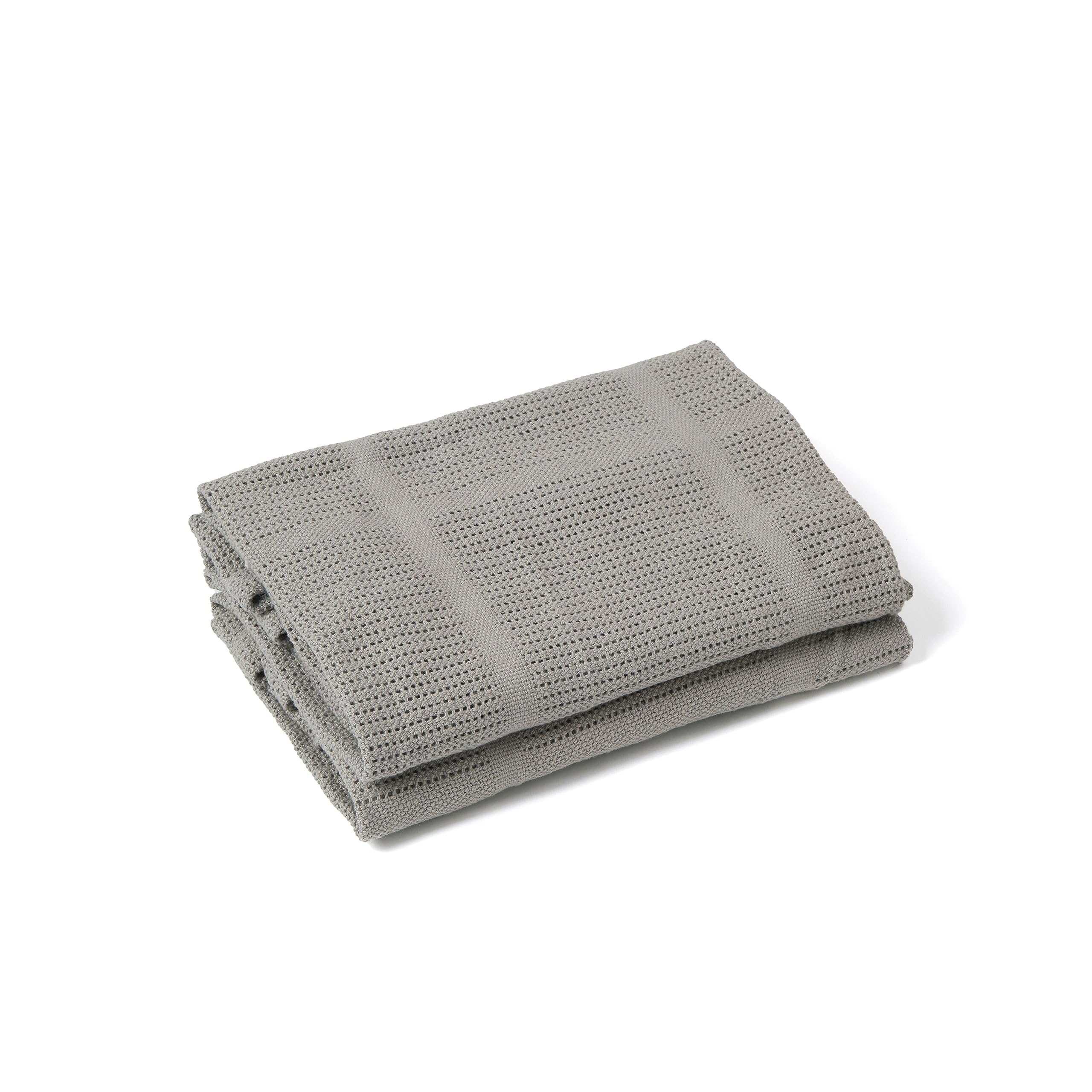 Clair de Lune 2 Pack Soft Cotton Cellular Pram Blanket (Grey)