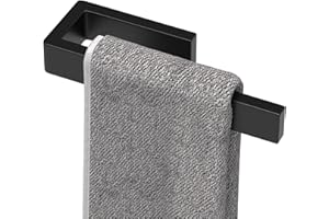 HUFEEOH Hand Towel Holder, Black Bathroom Towel Bar Heavy Duty Towel Rack Wall Mounted, Stainless Steel Towel Hanger Square T