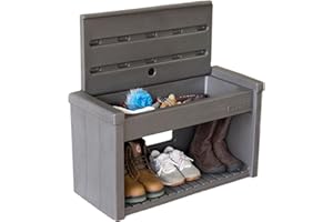 Step2 Lakewood Boot Bench Stylish & Functional Shoe Organizer with Extra Storage Space, Brown