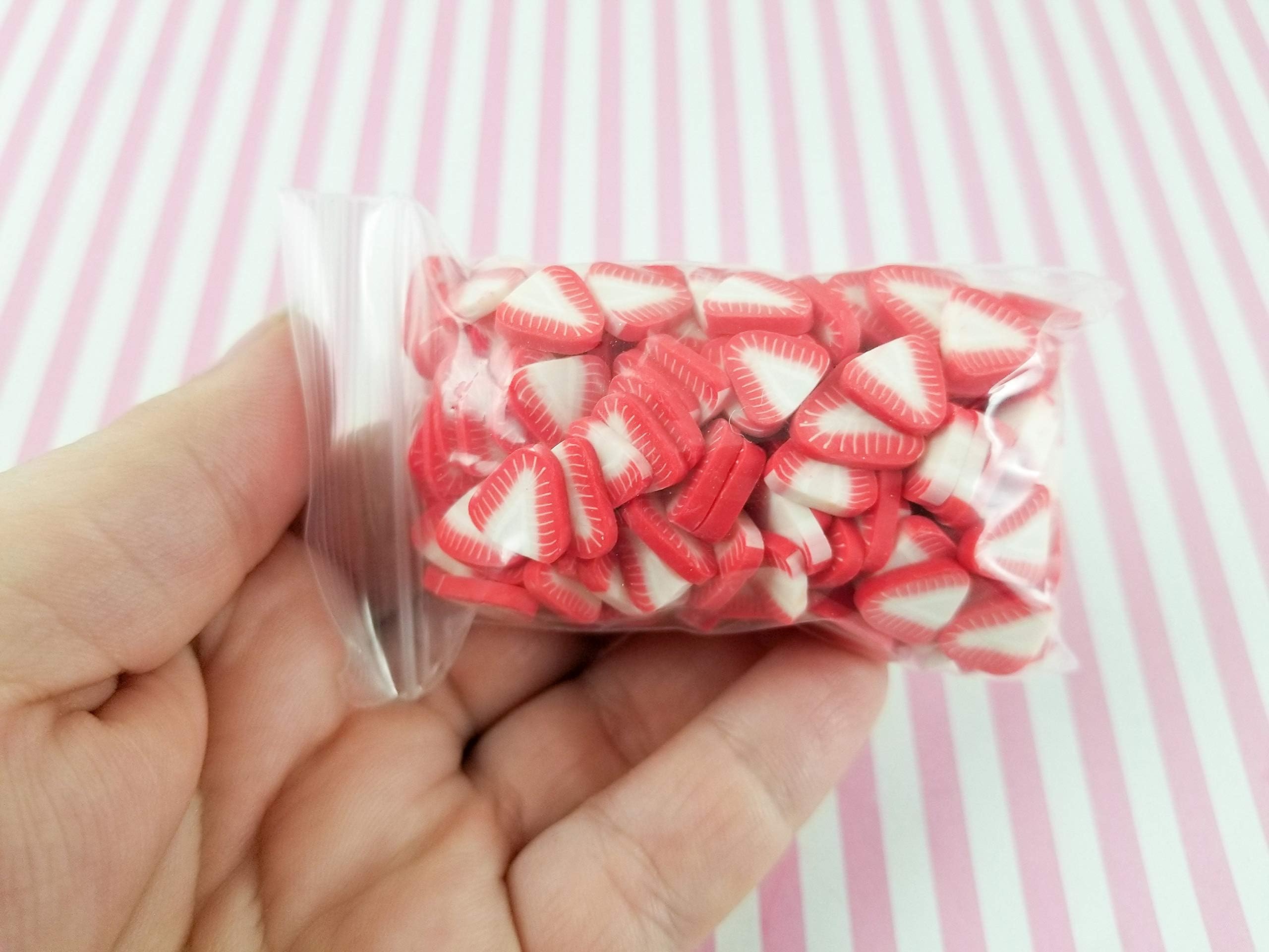 Large Polymer Clay Strawberry Fruit Slices TYK, Nail Art Slices, Faux Fruit, Miniature Fruit, N27 (30 Gram Bag)