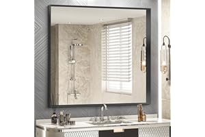 DESBING 36 x 36 Inch Black Bathroom Vanity Mirror, Matte Black Wall Mirror with Metal Frame, Decorative Rectangular Vanity Mirror for Bathroom Living Room Entryway Home Decor (Horizontal/Vertical)