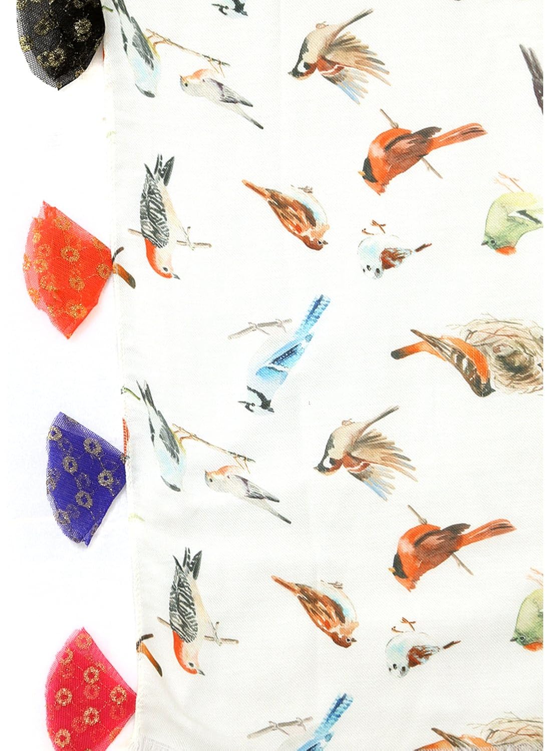 grishti white sparrow print cotton womens stole