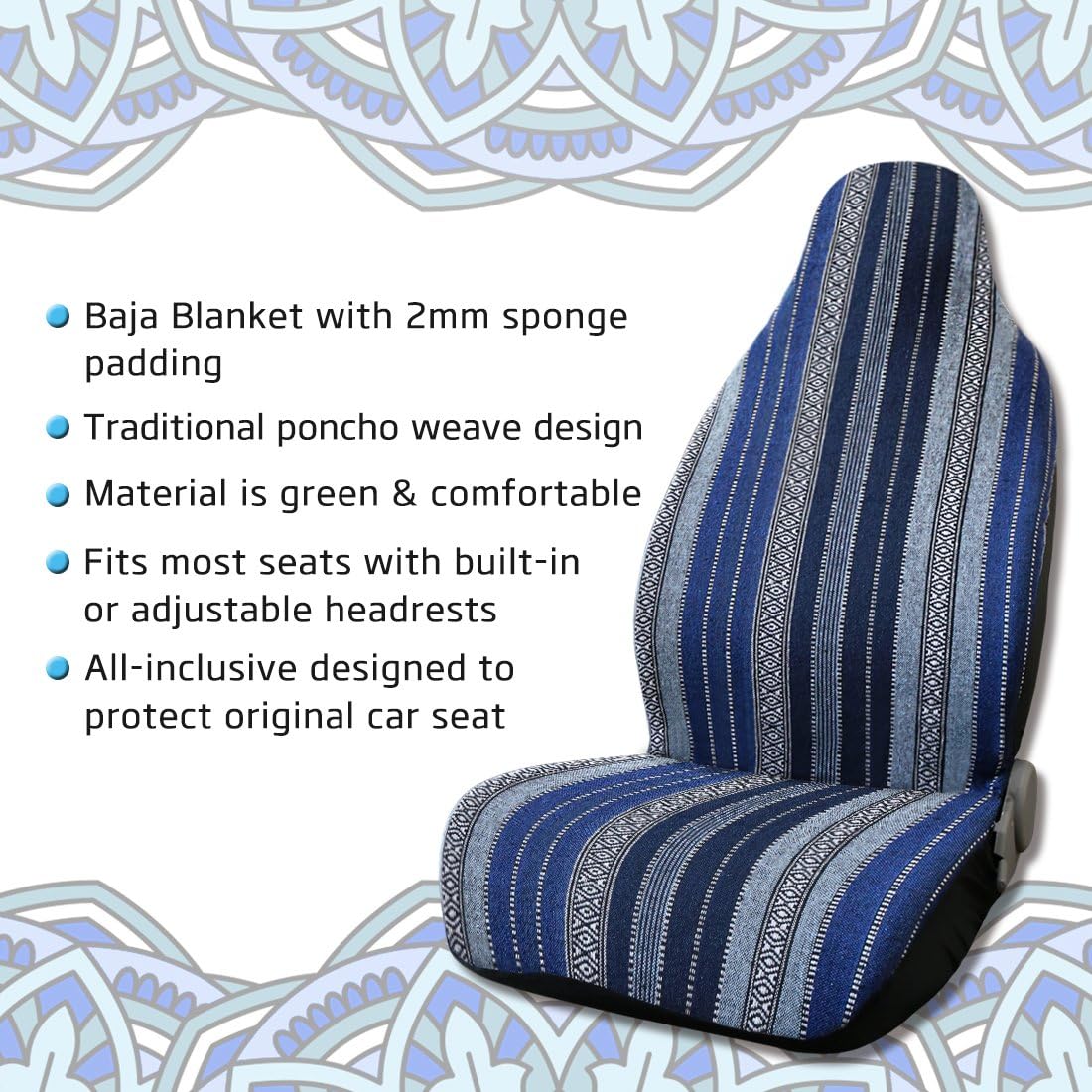 sourcing map Universal Baja Seat Cover Universal Durable Bucket Seat Cover Blue, Navy Blue, 35cm - Image 3