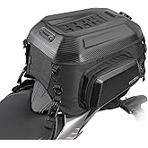 abamita Rhinowalk Motorcycle Tail Bag Waterproof 23-35L Expandable Motorbike Helmet Bag Luggage Bag Storage Bag with Sissy Bar Straps Carbon Fiber Black