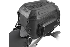 abamita Rhinowalk Motorcycle Tail Bag Waterproof 23-35L Expandable Motorbike Helmet Bag Luggage Bag Storage Bag with Sissy Bar Straps Carbon Fiber Black