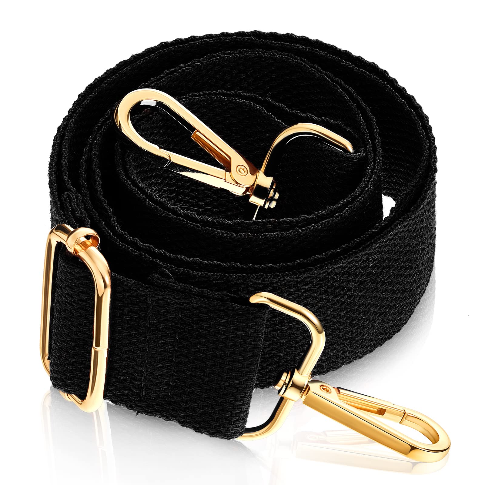Weewooday Wide Handbags Bag Strap Replacement Shoulder Luggage Straps Solid Color Crossbody Straps Adjustable Purse Strap with Gold Hardware Luggage Strap for Men Women (Black,1.5 Inch)