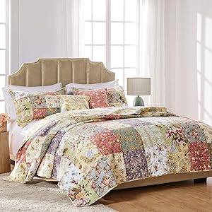 Greenland Home Blooming Prairie Cotton Patchwork Quilt Set, 5-Piece King/Cal King, Multi