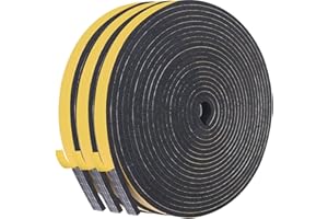 KAPOOSY Weather Stripping Door Seal, 1/4 Inch W X 1/8 Inch T Adhesive Foam Tape, Window Door Draught Excluder Air Conditioner Gasket Foam Tape, Total Length 50 Feet (16.5ft x 3 Rolls)