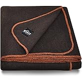 Knit Outdoor Large Military Wool Blanket - Warm & Thick Emergency Survival Blanket Great for Camping, Outdoors, Sports Events, Picnics, 4.5 lbs, 64" x 88" (Coffee Brown)