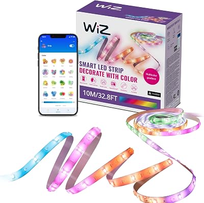 Wiz, faixa led inteligente de 10m, rgbic, inclui fonte de alimentação, até 16 milhões de cores, conexão via wifi, com tecnologia spacesense, controle via app ou voz e compatível com alexa e google home