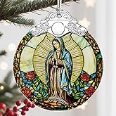 Christmas Ornaments, Christmas Tree Ornaments, Stained Glass Religious Ornament, Holiday Ornament, Holiday Presents, Religious Gifts, Christian Gifts for Women, Gift Idea - Our Lady of Guadalupe