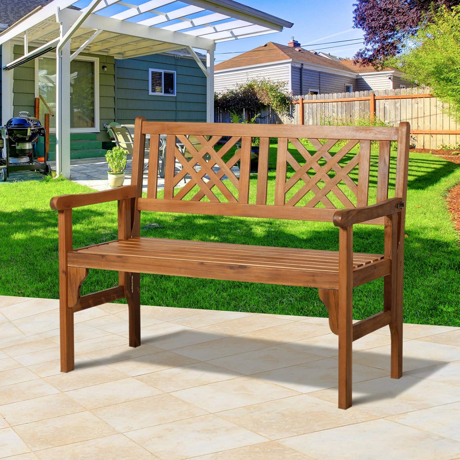 Bancos Outsunny Banco de Jardín de 2 Plazas Banco Plegable para Patios