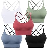 Evercute Cross Back Sport Bras Padded Strappy Criss Cross Cropped Bras for Yoga Workout Fitness Low Impact