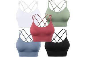 Evercute Cross Back Sport Bras Padded Strappy Criss Cross Cropped Bras for Yoga Workout Fitness Low Impact