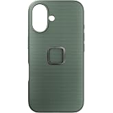 Peak Design Mobile Everyday Phone Case for iPhone 16, Sage, Slim Profile, Drop Protection, Weatherproof Fabric Shell, SlimLink Connects to Mobile Mounts &amp; Gear